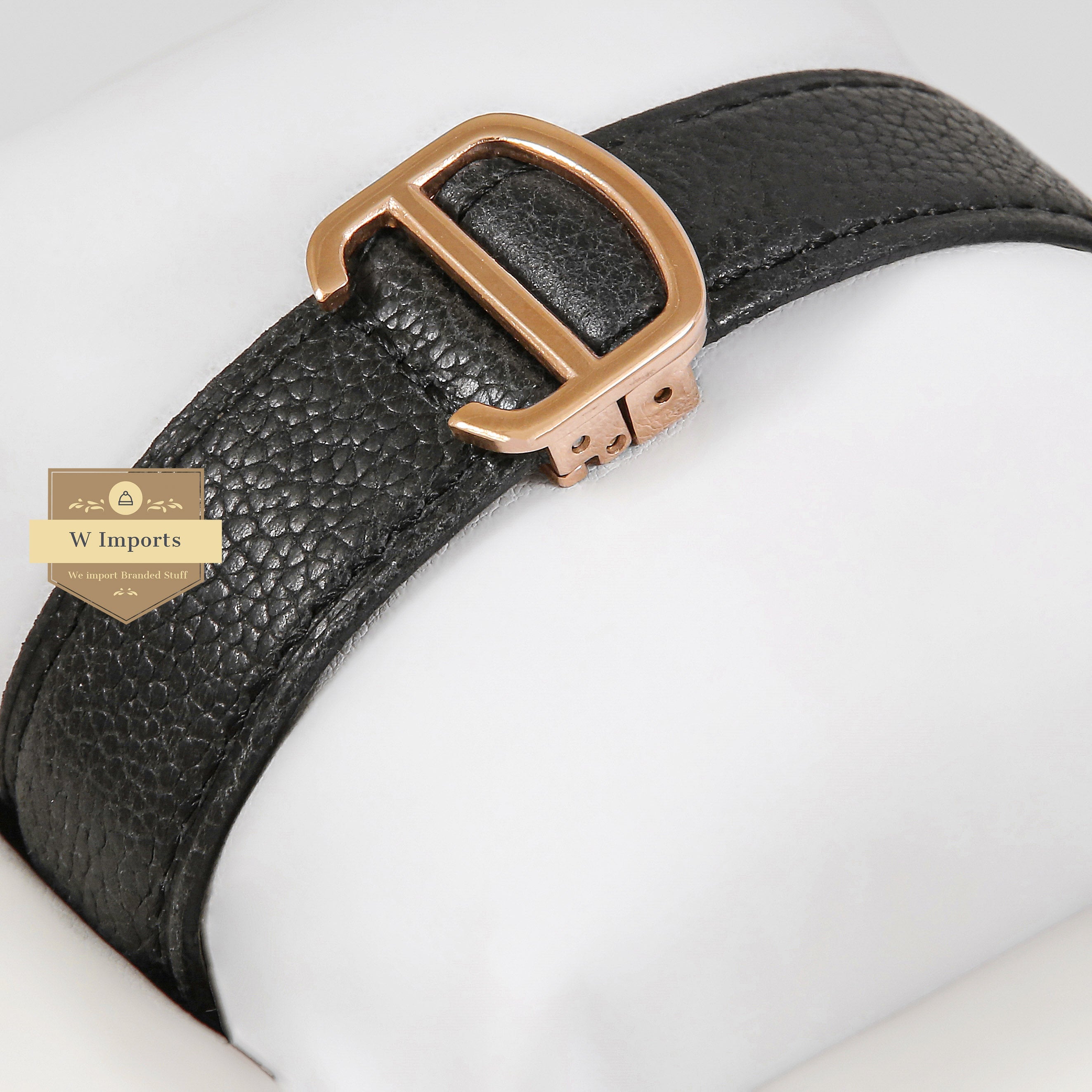 Latest Collection Rose Gold Case With White Dial & Black Leather Strap Unisex