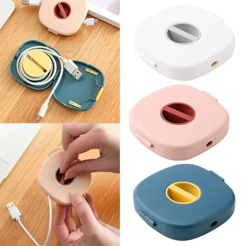 Wire Cable Rotatable Storage Box and Mobile Phone Holder Portable Round