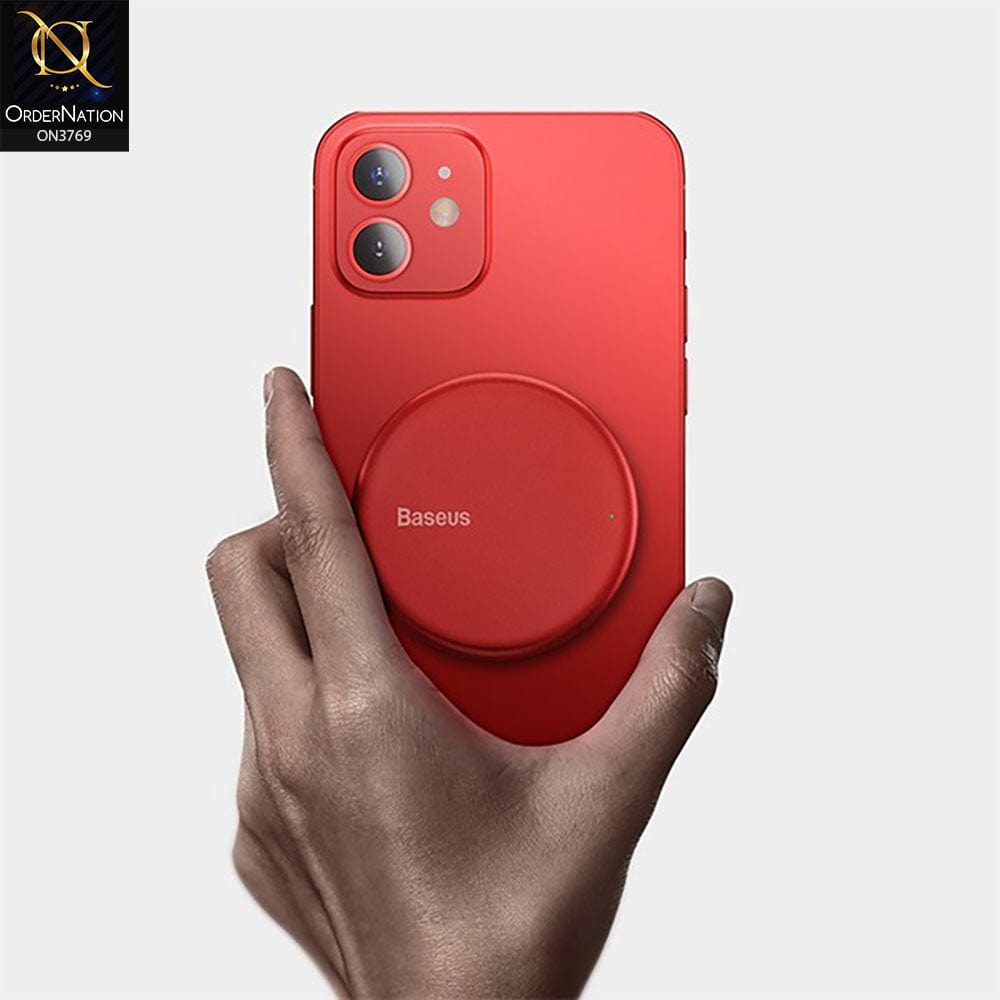 Wireless Charger - Red - Baseus Simple MiniI Magnetic Wireless Charger Suit For IP12 With TYPE-C Cable 1.5M