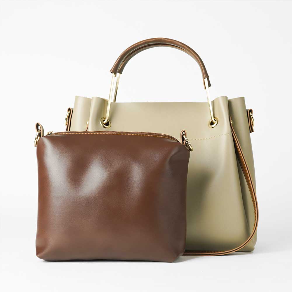Emerald set of 2 Bag with pouch (Beige)
