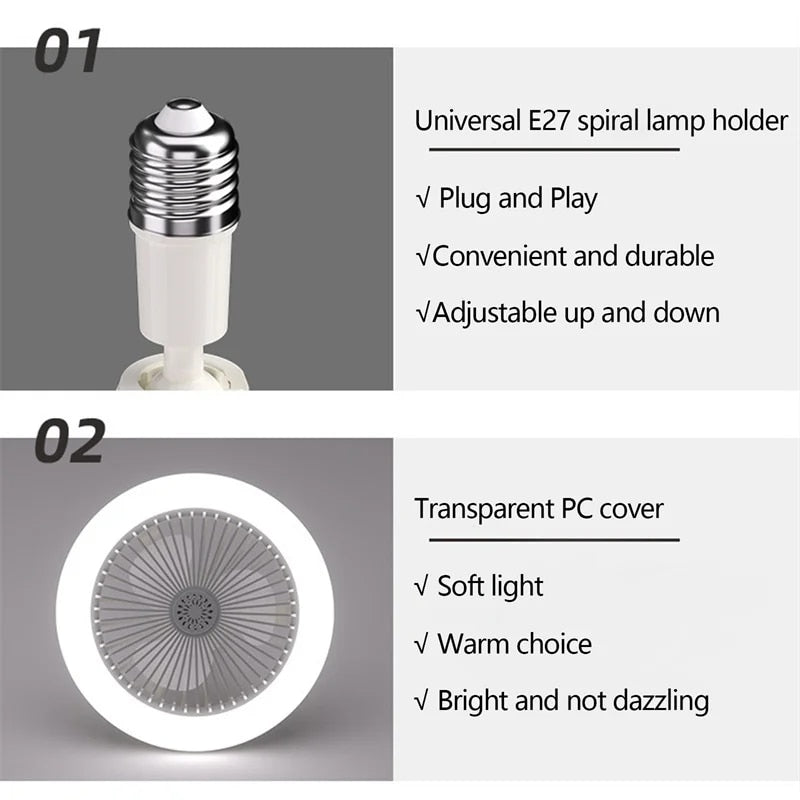 Ceiling Fan with LED Light & Remote 2-in-1, 30W for Bedroom & Living Room