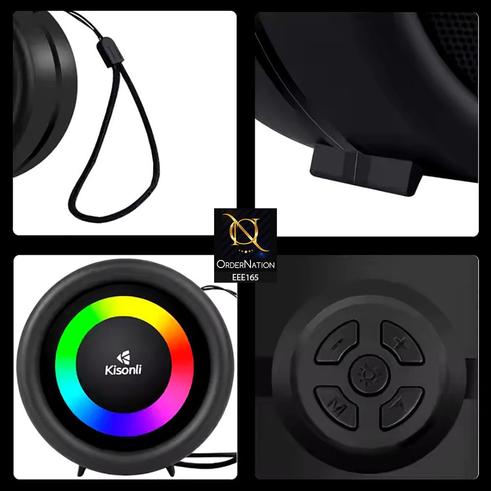 Kisonli S16 TWS DJ Portable Mini FM Radio Speaker with Handle - Black