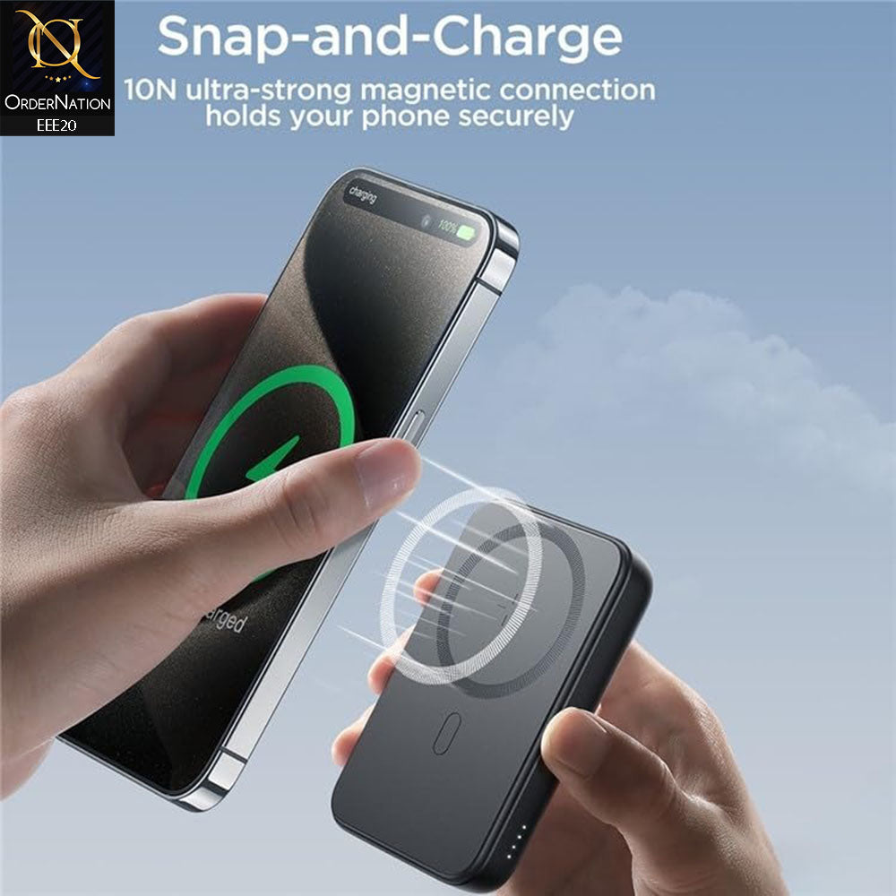 JR-W020 20W Mini magnetic wireless power bank 10000mah – Black