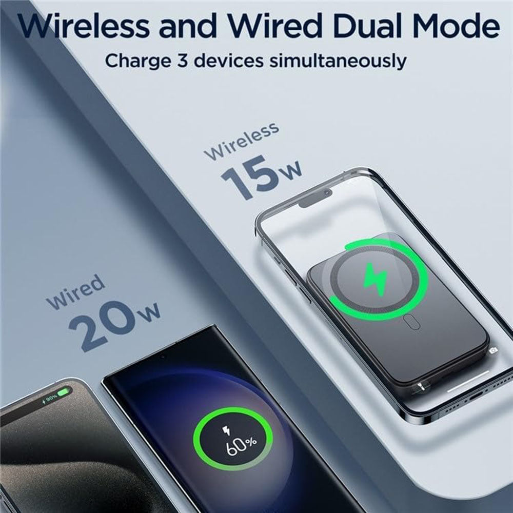 JR-W020 20W Mini magnetic wireless power bank 10000mah – Black