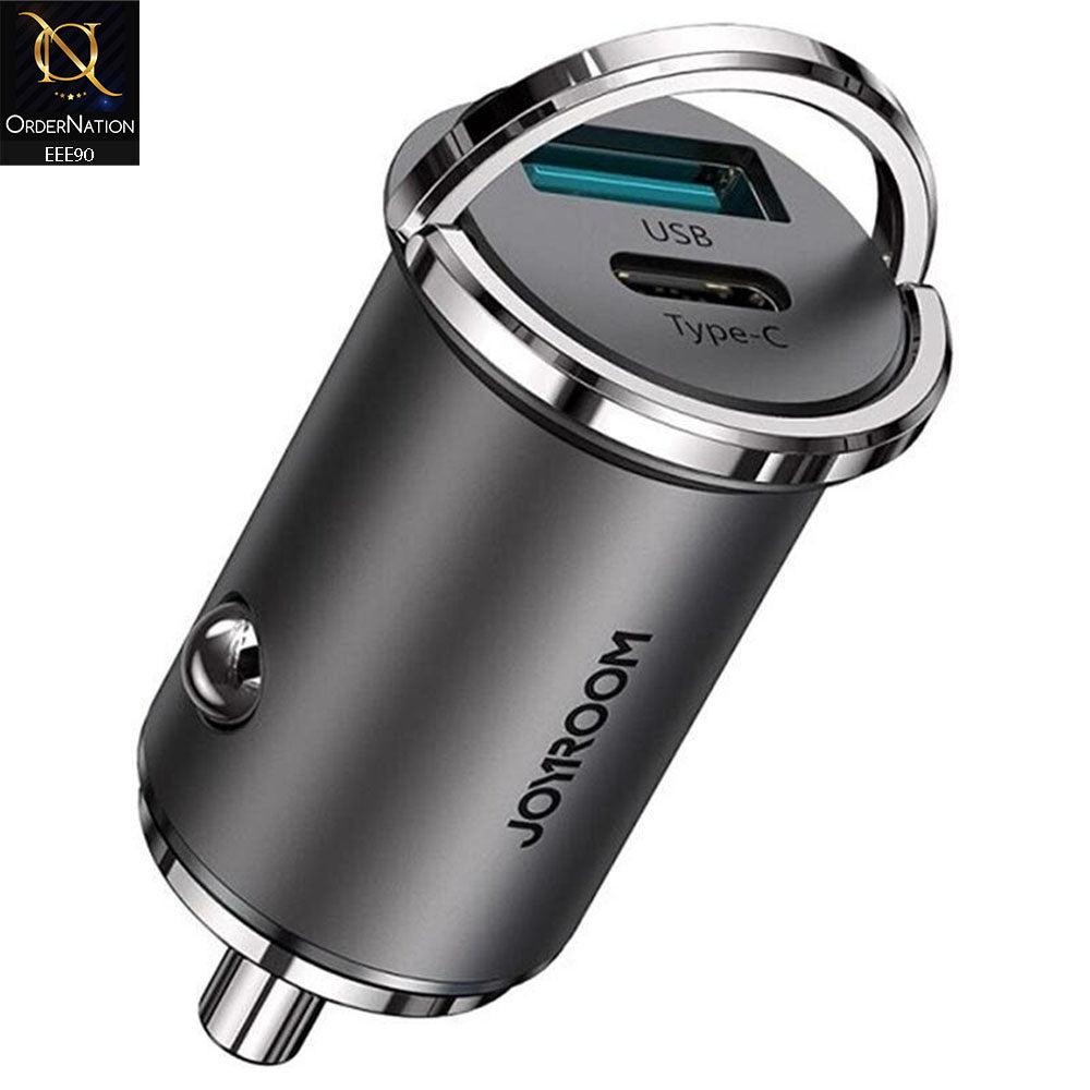 JOYROOM C-A35 45W Mini Dual-port PD+QC 3.0 Ring-Pull Fast Car Charger - Black