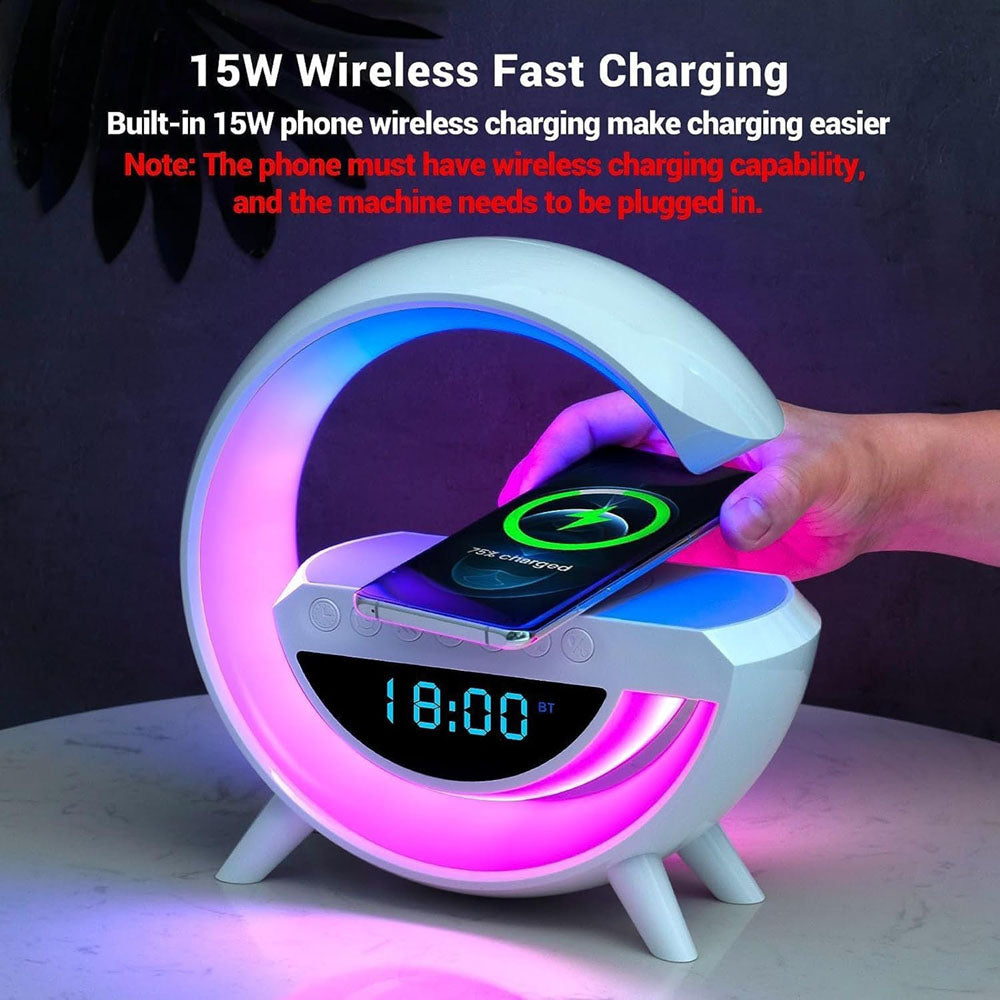 BT-3401 LED Wireless Phone Charger Bluetooth Speaker - White