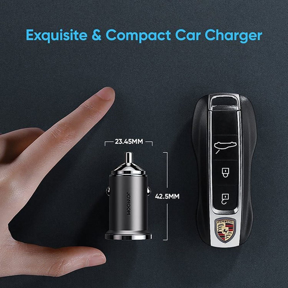 JOYROOM C-A35 45W Mini Dual-port PD+QC 3.0 Ring-Pull Fast Car Charger - Black
