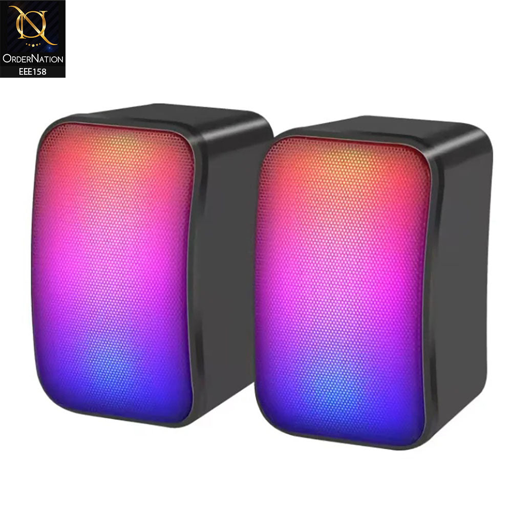 Kisonli X17 Speaker Gaming 2.0 RGB Lights with Volume Control - Black