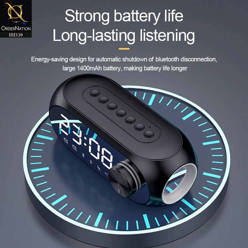 Kisonli LP-2S RGB Speaker Alarm Clock Bluetooth 5.0 TF-Card For Mobile - Black