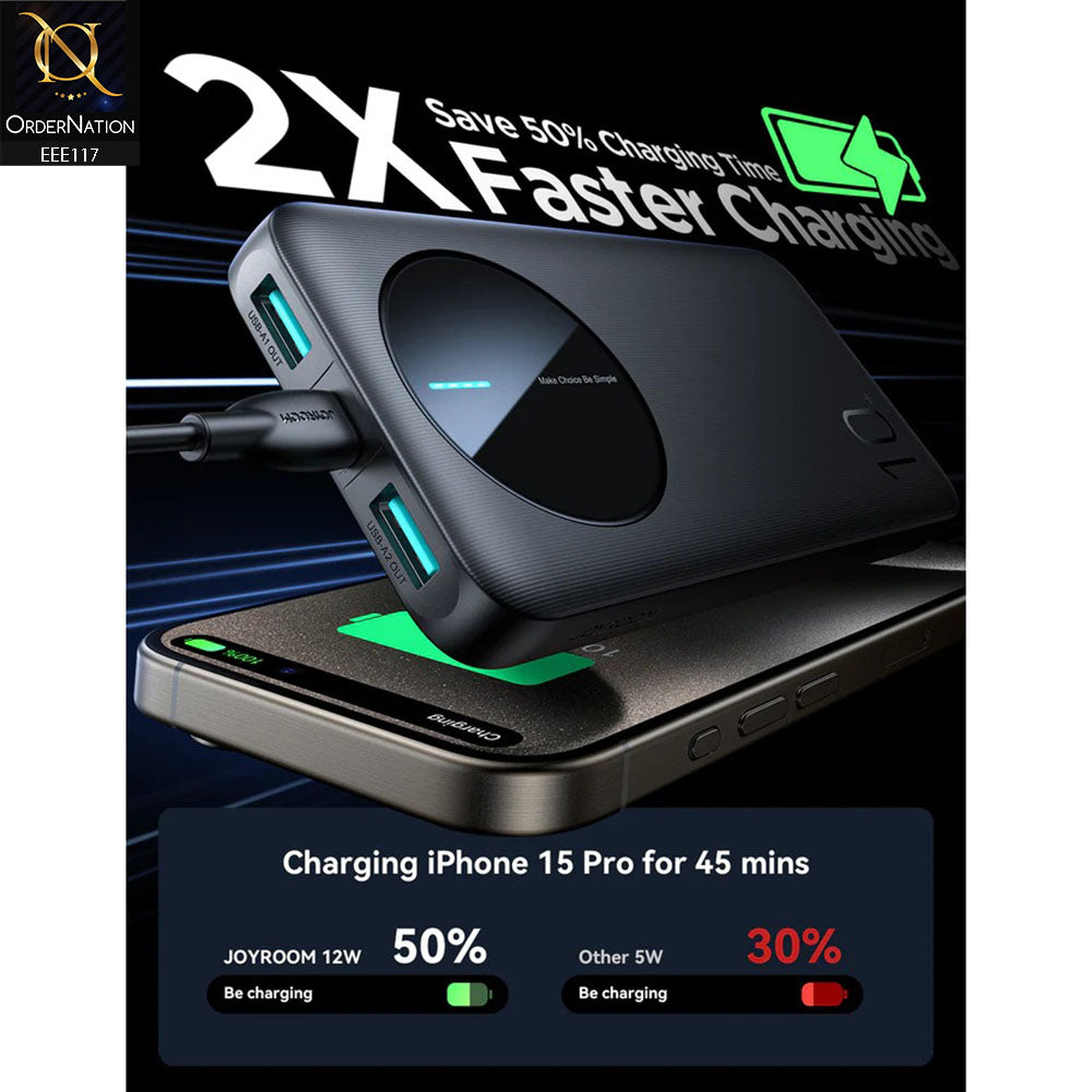 Joyroom JR-PBF12 2.4A LED Power Bank 22.5W 10000mAh - (Black)