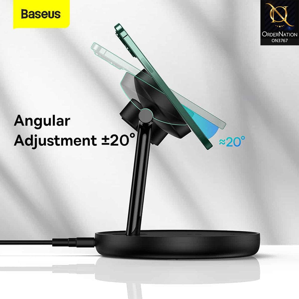Wireless Charger - Black - Baseus Swan 3-in-1 Wireless Magnetic Charging Bracket 20W Black Universal version (Include: USB For type-C 3A 1m)