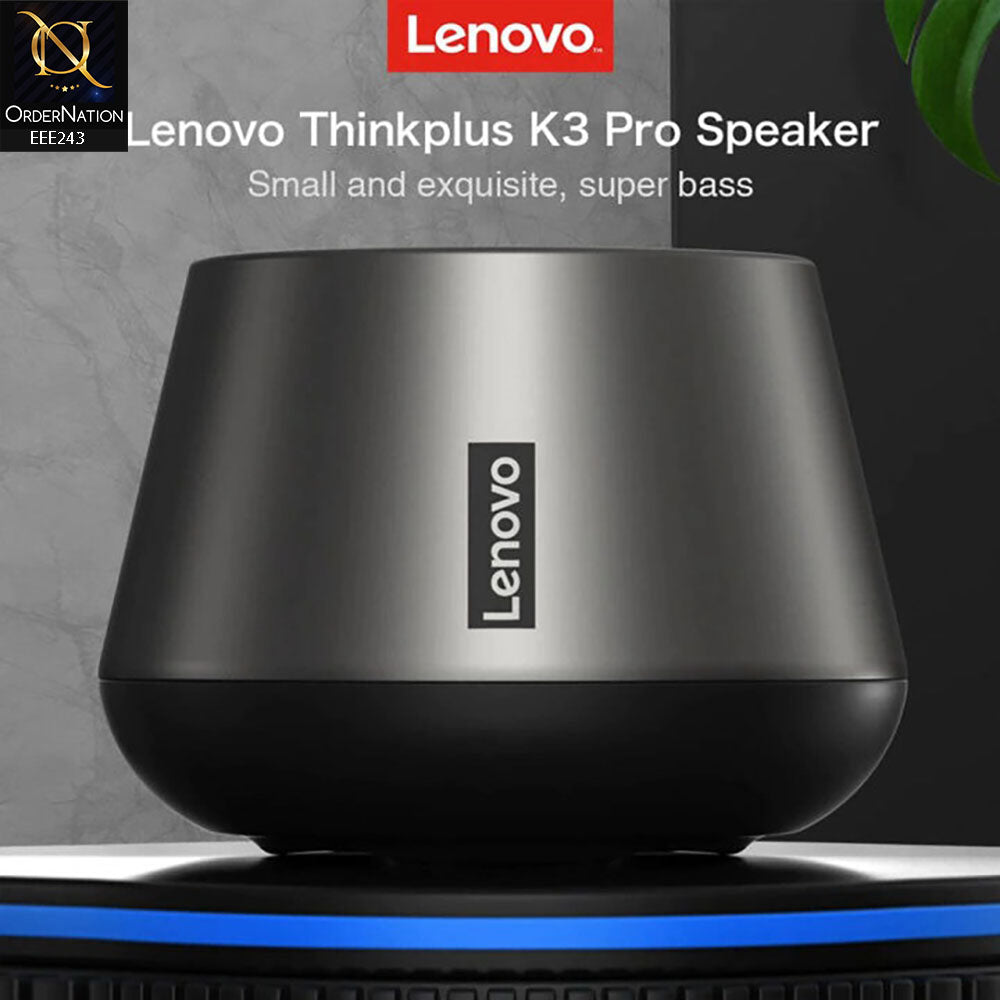 Lenovo K3 Pro Bluetooth Wireless Mini Speaker – Portable 3D Stereo Sound - Gray
