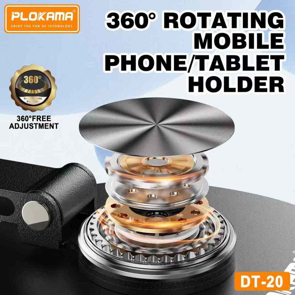 Plokama Dt20 Phone Stand Metal Cell Phone Holder 360 Rotation Iron Cell Phone Holder Phone Stand Multifunctional Tablet Holder Desk Tripod