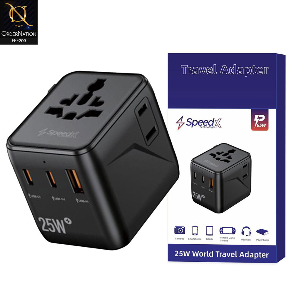 Speed-X  SP-TCW02 PD Fast Charging 25W Travel Adapter - Black