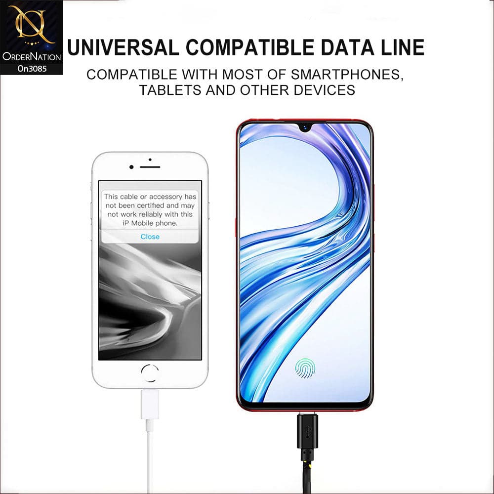 White - 2M - Micro - Premium Quality Braided Wire Micro USB Cable Sync Nylon Woven Charger Cord