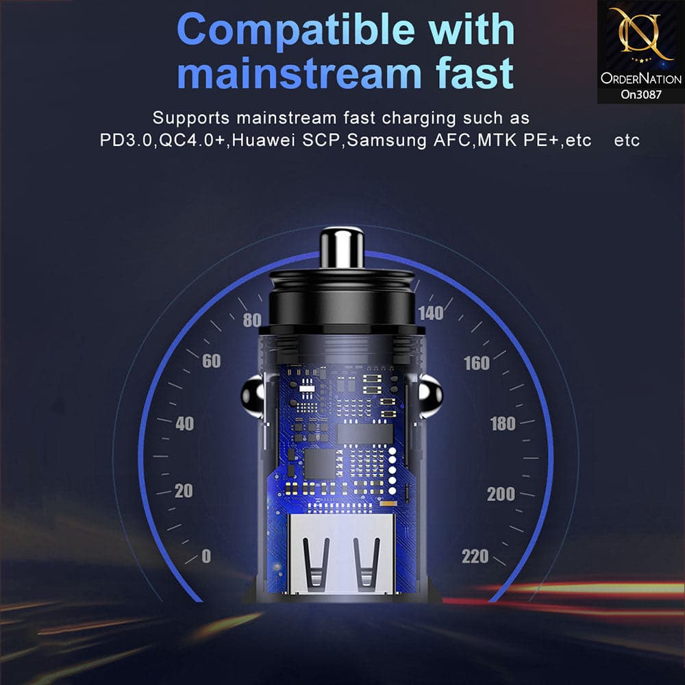 White - TE-336 - Qualcomm 3.0 Quick Usb Car Charger For Latest iPhone, Samsung, Vivo, Infnix, Oppo, Xiaomi, etc Smartphones