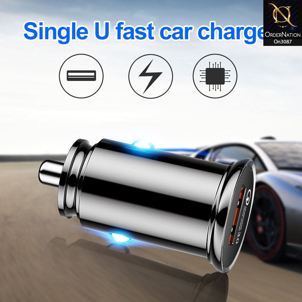 White - TE-336 - Qualcomm 3.0 Quick Usb Car Charger For Latest iPhone, Samsung, Vivo, Infnix, Oppo, Xiaomi, etc Smartphones