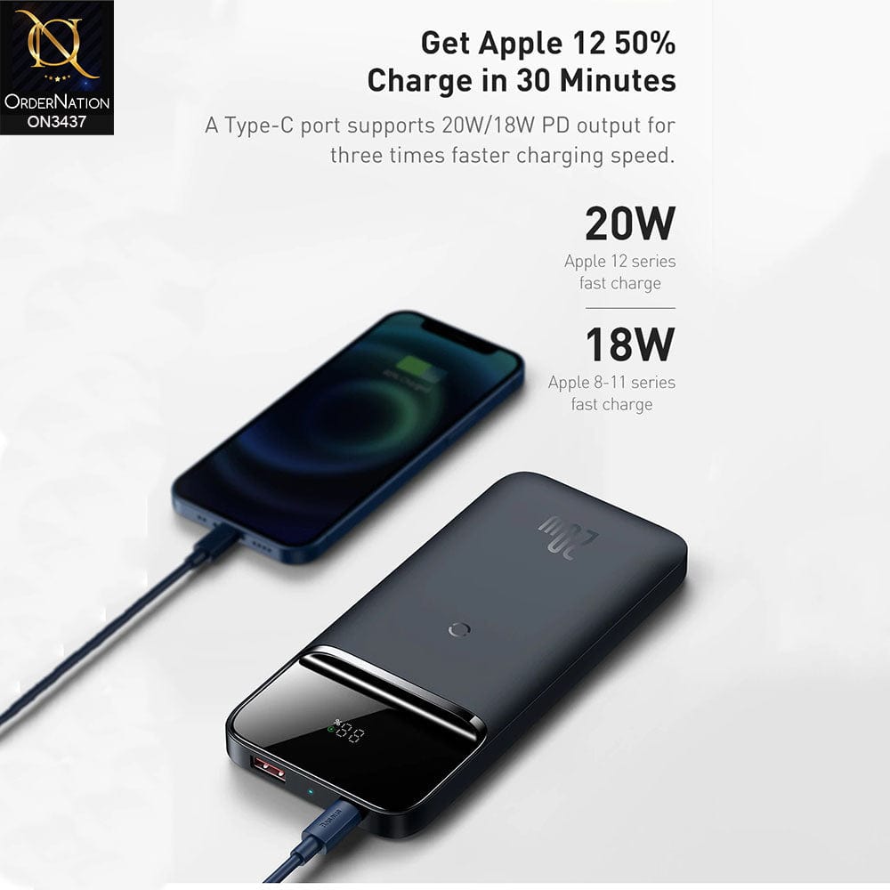 Blue - Baseus Magnetic Wireless Quick Charging Power Bank 20W 10000mAh
