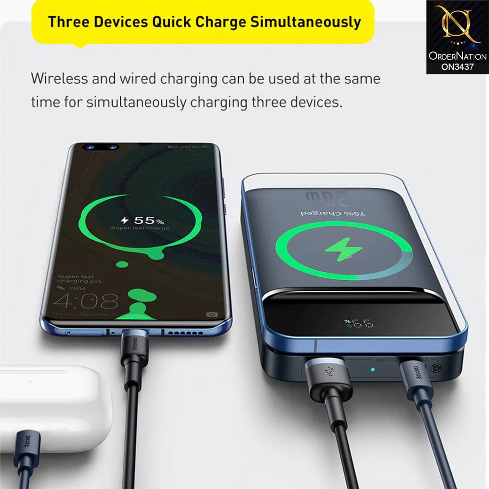 Blue - Baseus Magnetic Wireless Quick Charging Power Bank 20W 10000mAh