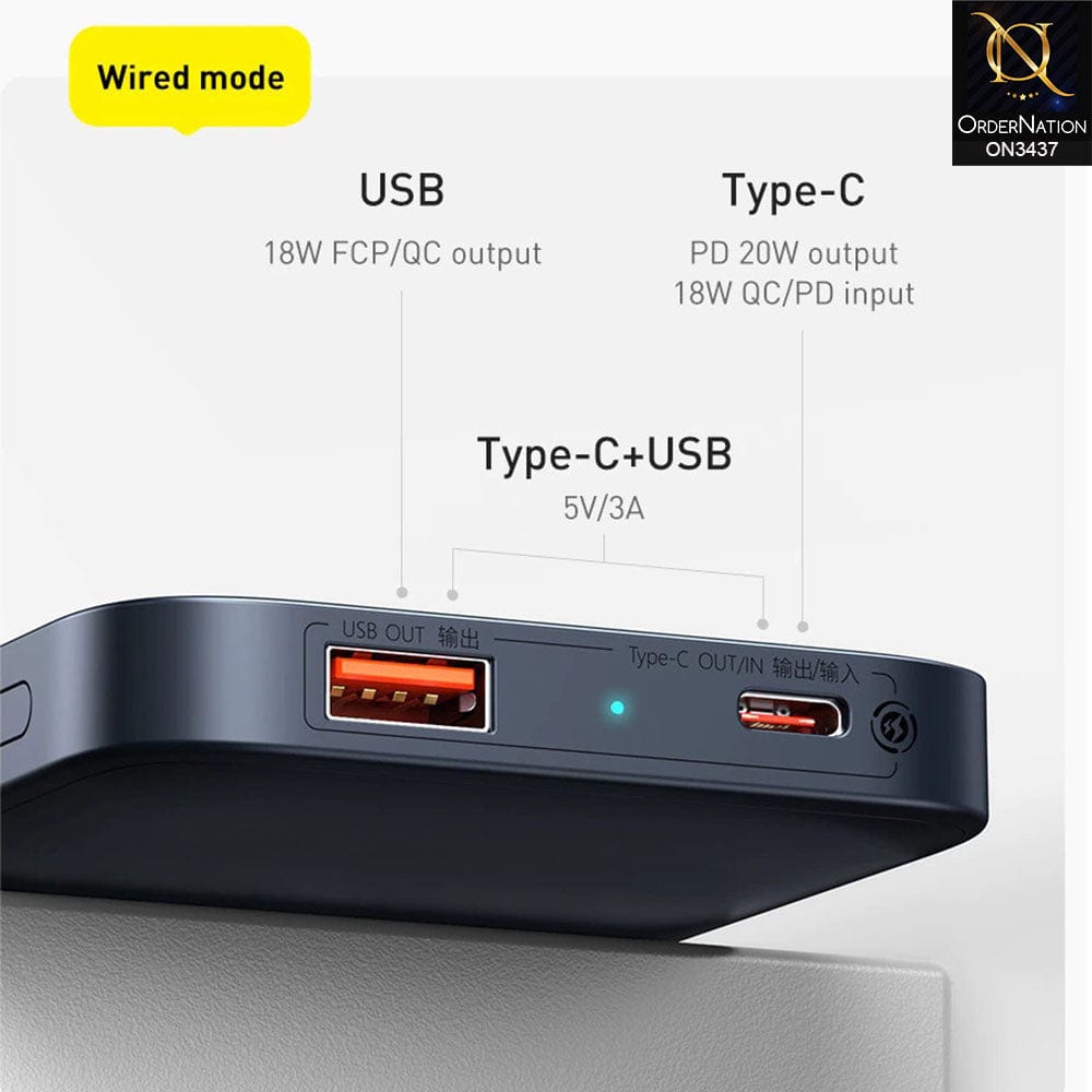 Blue - Baseus Magnetic Wireless Quick Charging Power Bank 20W 10000mAh