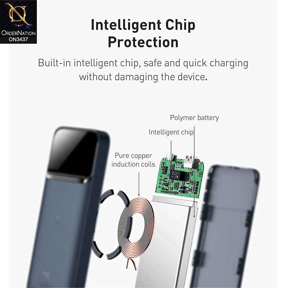 Blue - Baseus Magnetic Wireless Quick Charging Power Bank 20W 10000mAh