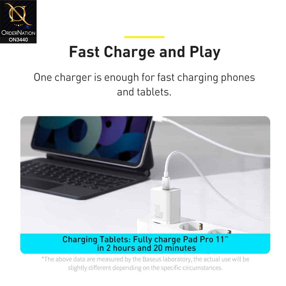 White - Baseus Super SI Quick Charger 1C 30W Type-C (Cable not Included)