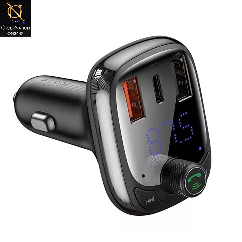 Car Charger 2.4A - Black - Baseus T-Typed S-13 Wireless MP3 Bluetooth Car Charger (PPS Quick Charger)